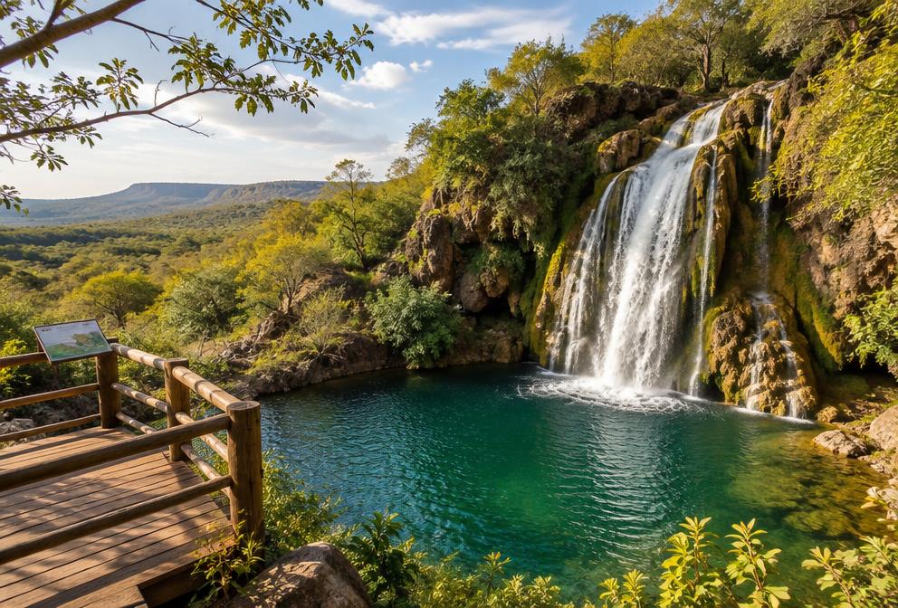 Cachoeira com piscina natural na Serra da Bodoquena